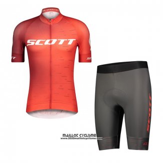 2021 Maillot Cyclisme Scott Rouge Manches Courtes et Cuissard