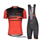 2021 Maillot Cyclisme Scott Rouge Noir Manches Courtes et Cuissard