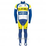 2021 Maillot Cyclisme Sport Vlaanderen Baloise Bleu Jaune Manches Longues et Cuissard