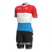 2022 Maillot Cyclisme Groupama-FDJ Rouge Luxembourg Champion Manches Courtes et Cuissard