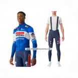 2024 Maillot Cyclisme Deceuninck Quick Step Bleu Blanc Manches Longues Et Cuissard