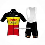 2024 Maillot Cyclisme Lotto Dstny Noir Jaune Rouge Manches Courtes Et Cuissard