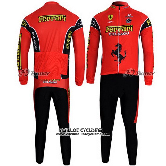 2011 Maillot Ciclismo Ferrari Noir et Vert Manches Longues et Cuissard
