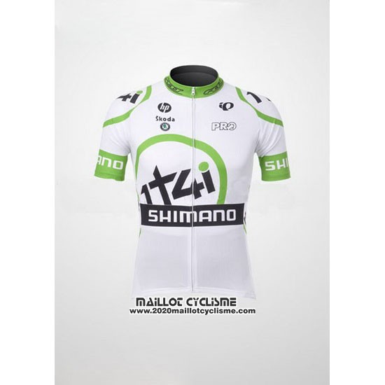 2012 Maillot Ciclismo 1t4i Blanc et Vert Manches Courtes et Cuissard