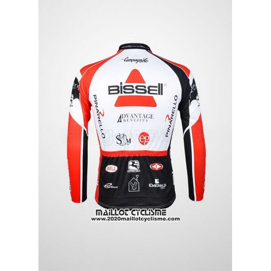 2012 Maillot Ciclismo Bissell Blanc et Rouge Manches Longues et Cuissard