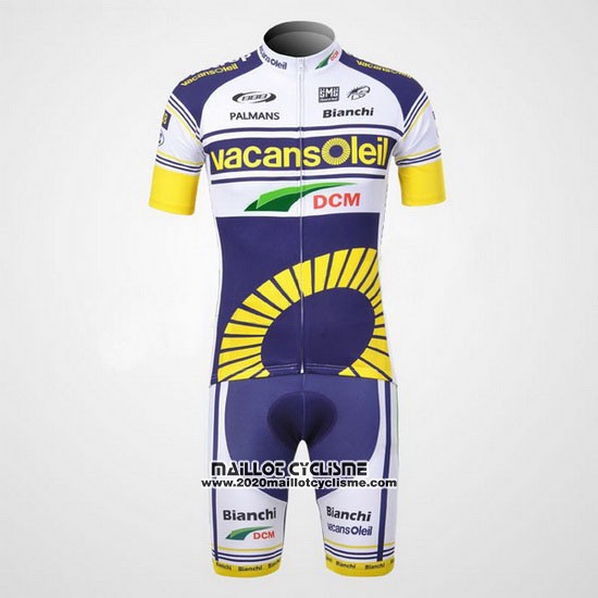 2012 Maillot Ciclismo Vacansoleil Jaune et Bleu Manches Courtes et Cuissard