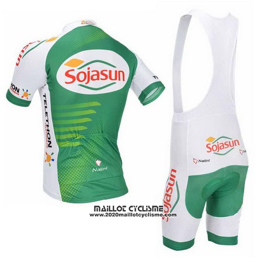 2013 Maillot Ciclismo Sojasun Blanc et Vert Manches Courtes et Cuissard