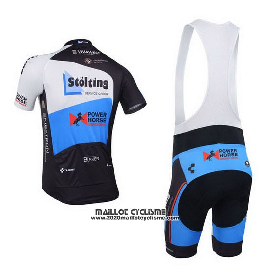 2013 Maillot Ciclismo Stolting Noir et Azur Manches Courtes et Cuissard