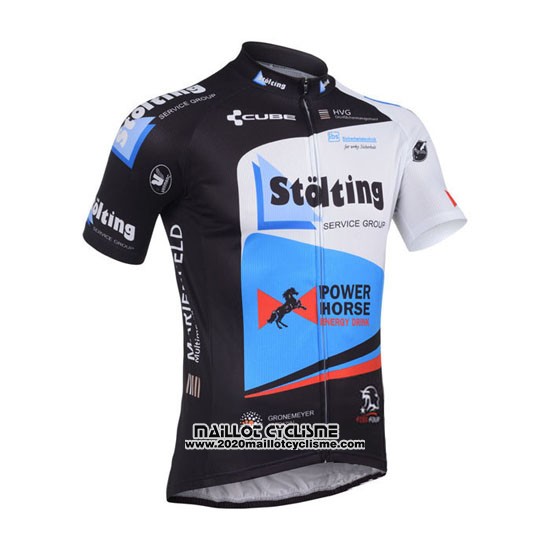 2013 Maillot Ciclismo Stolting Noir et Azur Manches Courtes et Cuissard