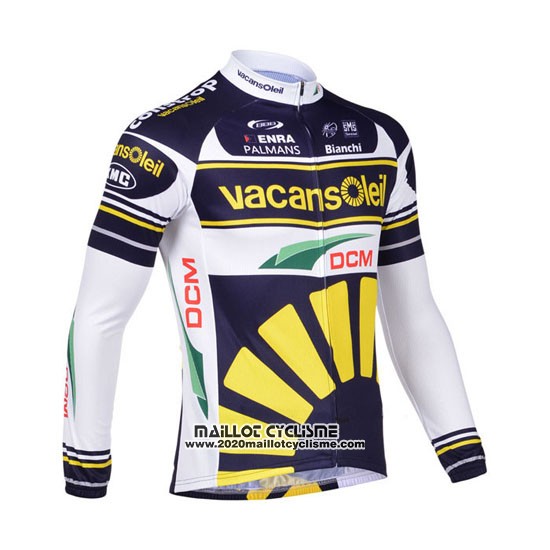 2013 Maillot Ciclismo Vacansoleil Jaune et Bleu Manches Longues et Cuissard