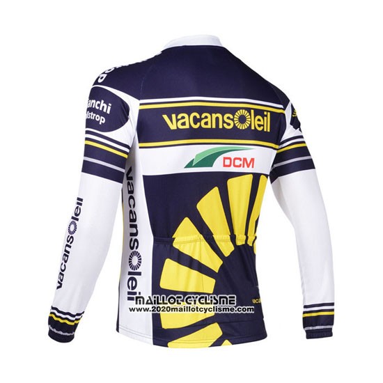 2013 Maillot Ciclismo Vacansoleil Jaune et Bleu Manches Longues et Cuissard