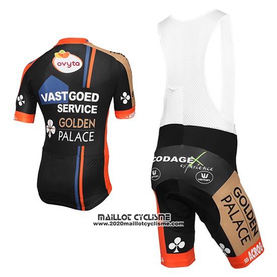 2015 Maillot Ciclismo Vastgoedservice Golden Palace Noir et Orange Manches Courtes et Cuissard