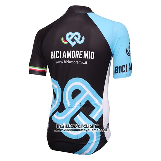 2016 Maillot Ciclismo Bici Amore Mio Noir et Bleu Manches Courtes et Cuissard