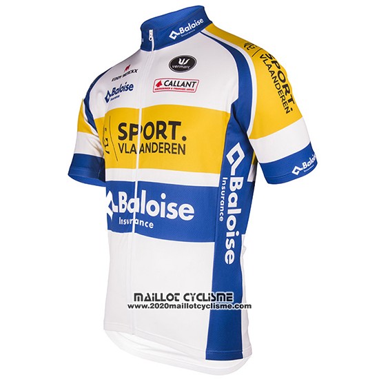 2016 Maillot Ciclismo Sport Vlaanderen Baloise Blanc et Jaune Manches Courtes et Cuissard