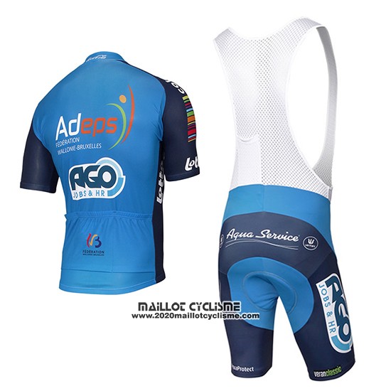 2017 Maillot Ciclismo Ago Aqua Service Bleu Manches Courtes et Cuissard