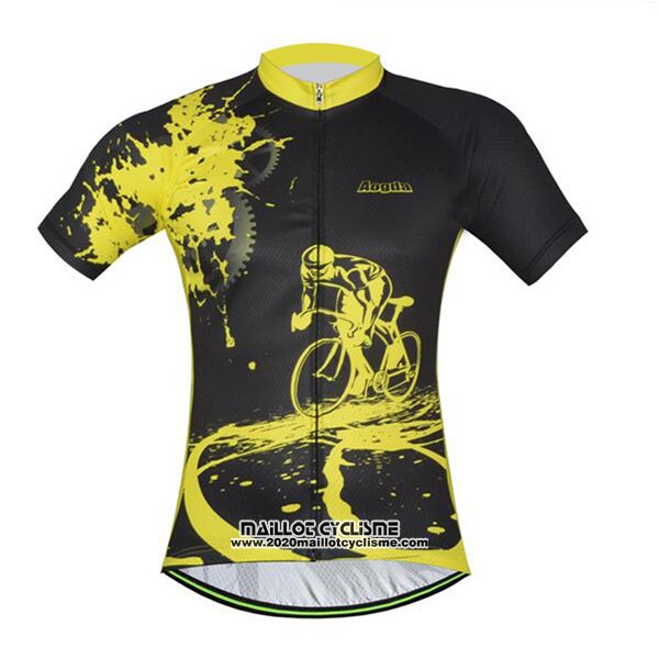2017 Maillot Ciclismo Aogda Noir et Jaune Manches Courtes et Cuissard