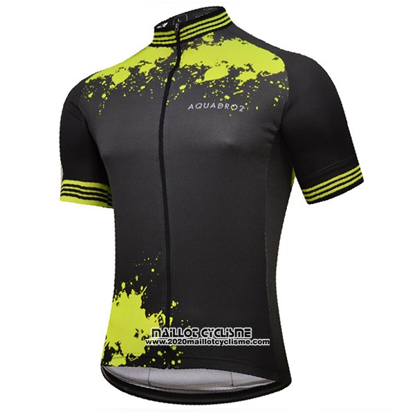 2017 Maillot Ciclismo Aquadro Splash Noir et Jaune Manches Courtes et Cuissard