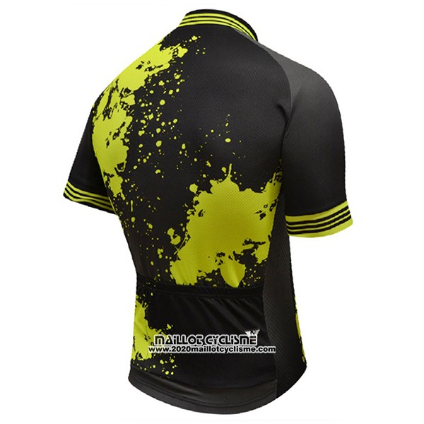 2017 Maillot Ciclismo Aquadro Splash Noir et Jaune Manches Courtes et Cuissard