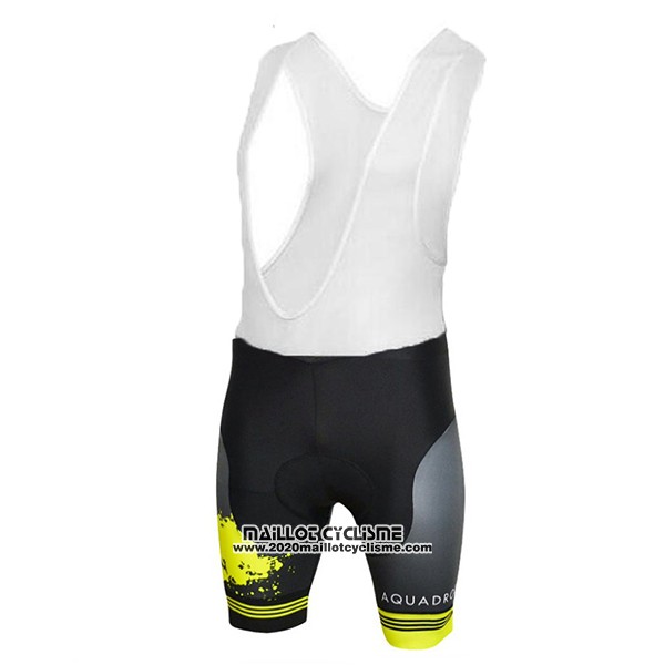 2017 Maillot Ciclismo Aquadro Splash Noir et Jaune Manches Courtes et Cuissard