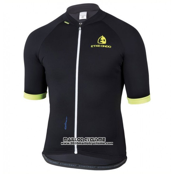 2017 Maillot Ciclismo Etxeondo Entzun Noir et Jaune Manches Courtes et Cuissard