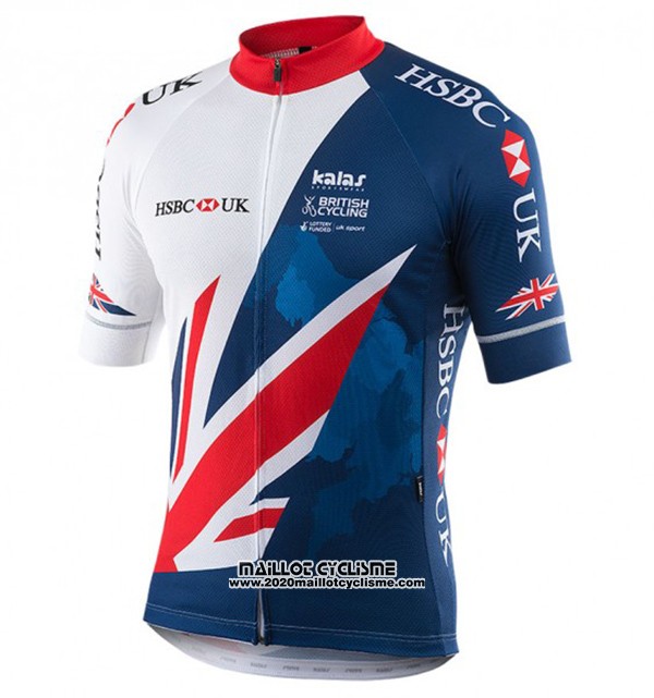 2017 Maillot Ciclismo Kalas HSBC GB Bleu et Blanc Manches Courtes et Cuissard