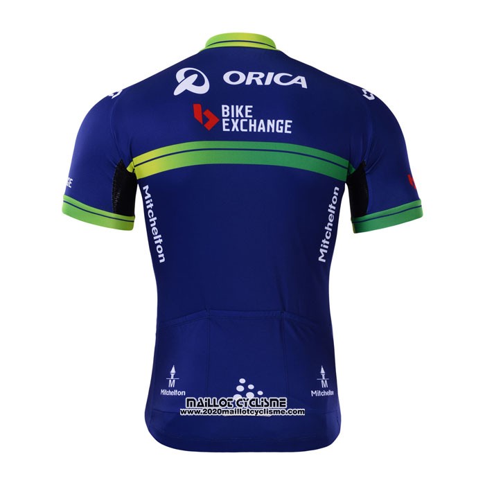 2017 Maillot Ciclismo Orica Bike Exchange Bleu Manches Courtes et Cuissard