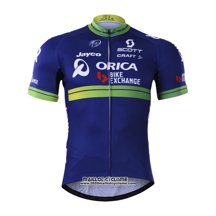 2017 Maillot Ciclismo Orica Bike Exchange Bleu Manches Courtes et Cuissard