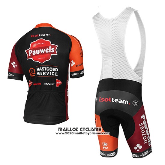 2017 Maillot Ciclismo Pauwels Sauzen Vastgoedservice Noir et Orange Manches Courtes et Cuissard