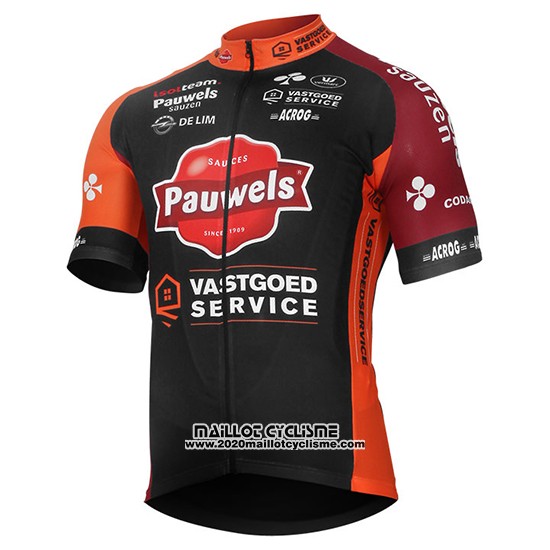 2017 Maillot Ciclismo Pauwels Sauzen Vastgoedservice Noir et Orange Manches Courtes et Cuissard