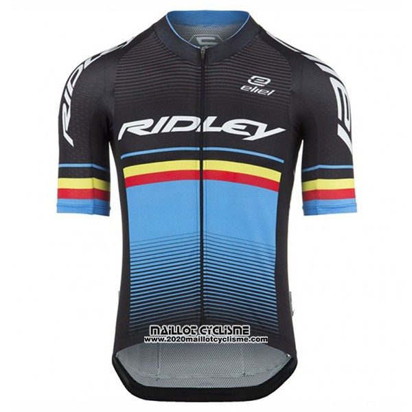 2017 Maillot Ciclismo Ridley Rincon Bleu Clair et Noir Manches Courtes et Cuissard