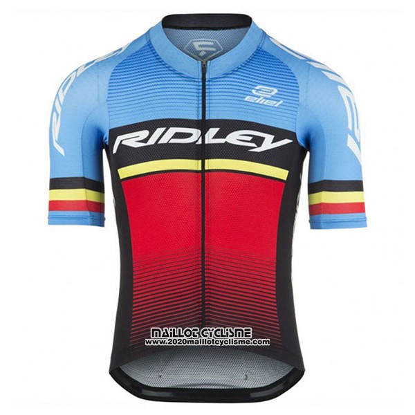 2017 Maillot Ciclismo Ridley Rincon Bleu et Noir Manches Courtes et Cuissard