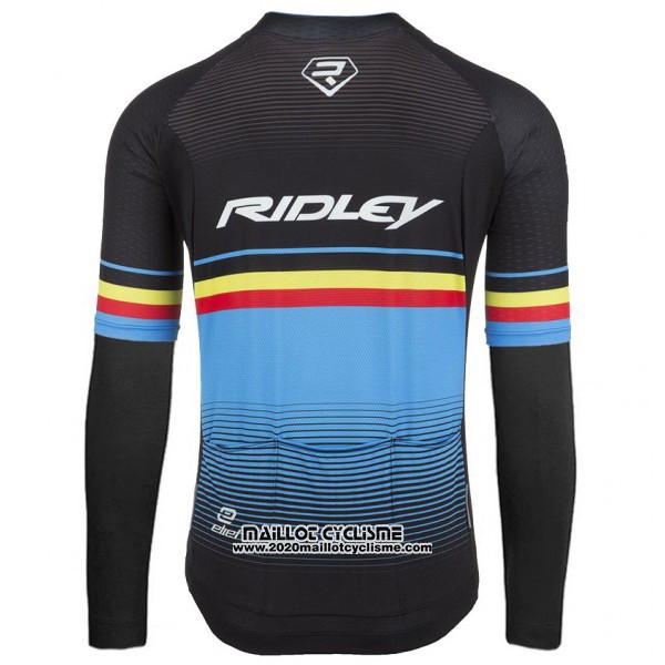2017 Maillot Ciclismo Ridley Rincon Noir et Bleu Manches Longues et Cuissard