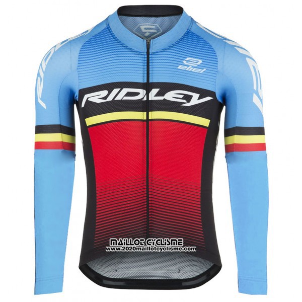 2017 Maillot Ciclismo Ridley Rincon Rouge et Bleu Manches Longues et Cuissard