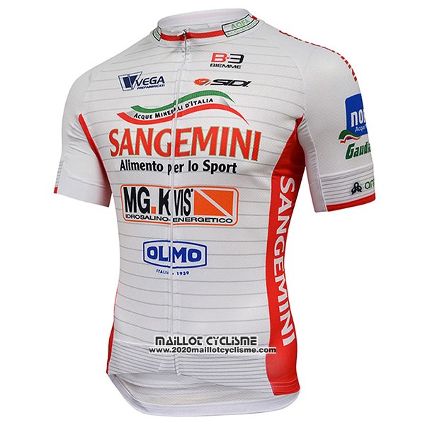 2017 Maillot Ciclismo Sangemini Blanc et Orange Manches Courtes et Cuissard