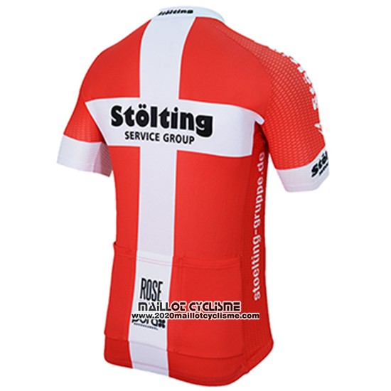 2017 Maillot Ciclismo Stolting Blanc et Rouge Manches Courtes et Cuissard