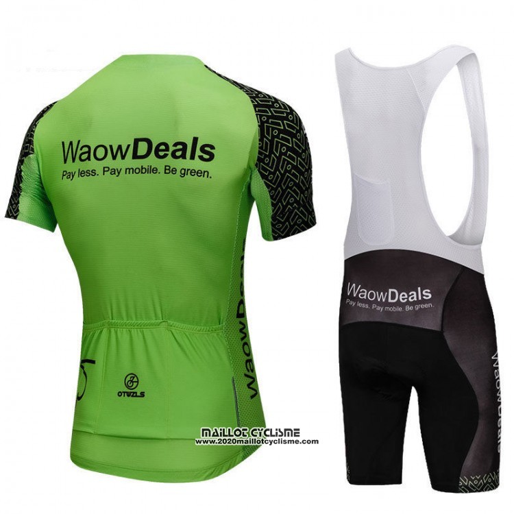 2018 Maillot Ciclismo Waowdeals Vert et Noir Manches Courtes et Cuissard