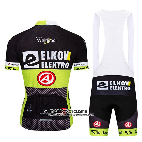 2019 Maillot Ciclismo Elkov Elektro Noir Vert Manches Courtes et Cuissard