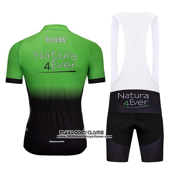 2019 Maillot Ciclismo Natura 4 Ever Vert Noir Manches Courtes et Cuissard