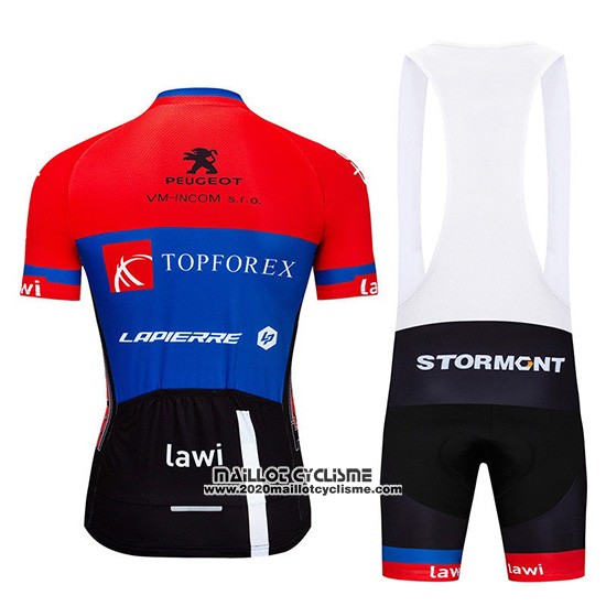 2019 Maillot Ciclismo Topforex Lapierre Rouge Bleu Manches Courtes et Cuissard