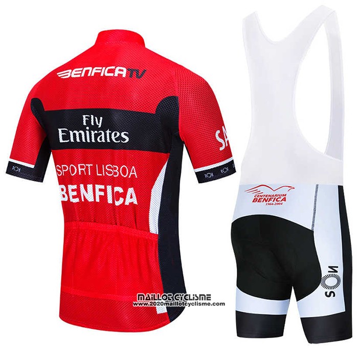 2020 Maillot Ciclismo S.L. Benfica Rouge Noir Manches Courtes et Cuissard