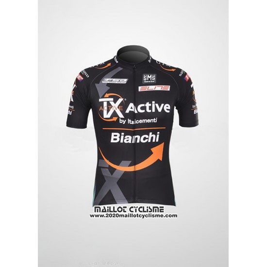 2012 Maillot Ciclismo Bianchi Noir et Orange Manches Courtes et Cuissard