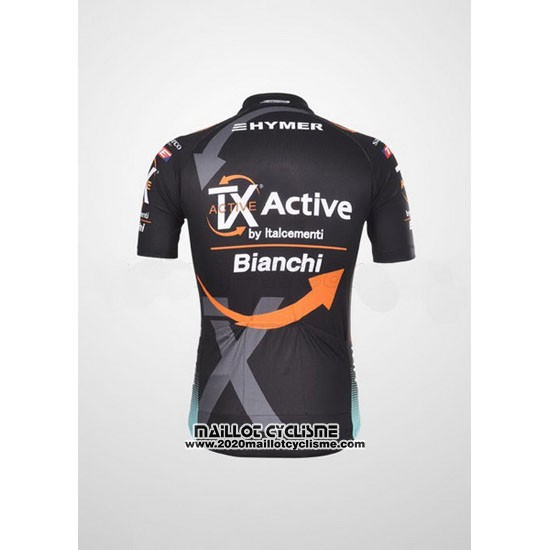 2012 Maillot Ciclismo Bianchi Noir et Orange Manches Courtes et Cuissard