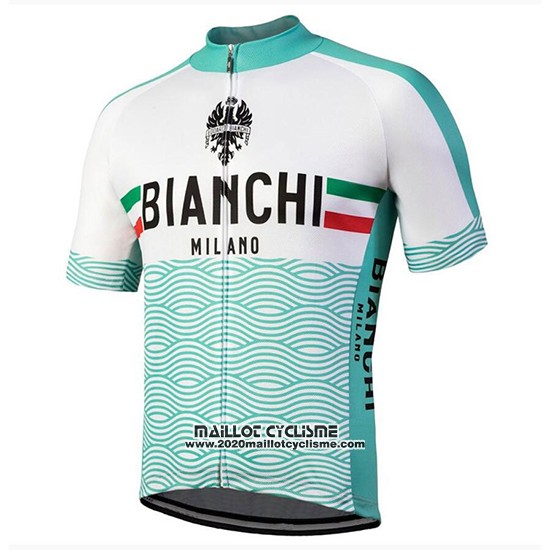 2018 Maillot Ciclismo Bianchi Attone Blanc et Vert Manches Courtes et Cuissard
