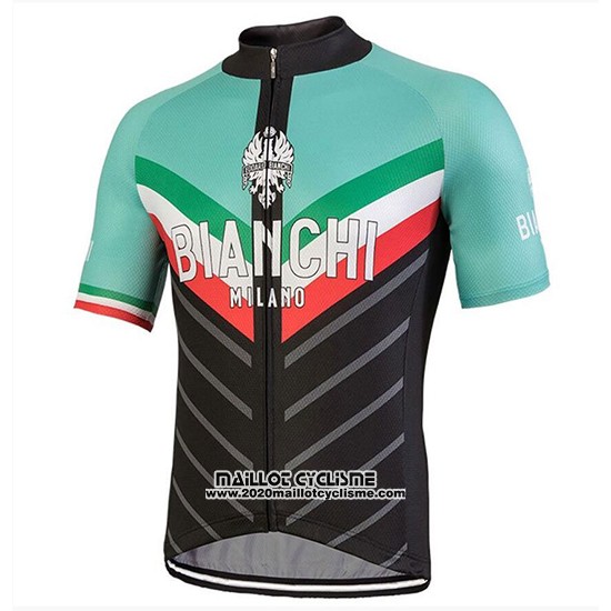 2018 Maillot Ciclismo Bianchi Tiera Lumiere Vert et Noir Manches Courtes et Cuissard