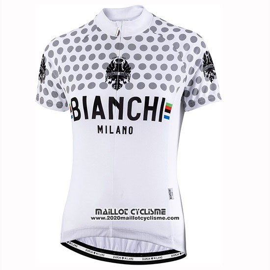 2019 Maillot Ciclismo Femme Bianchi Dot Blanc Manches Courtes et Cuissard