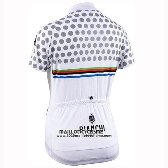 2019 Maillot Ciclismo Femme Bianchi Dot Blanc Manches Courtes et Cuissard