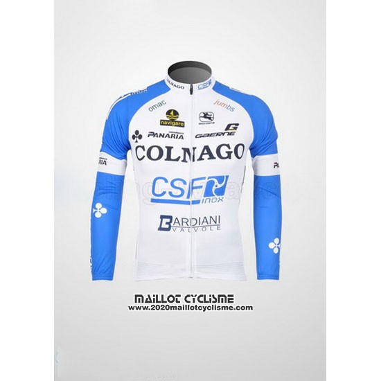 2012 Maillot Ciclismo Colnago Azur et Blanc Manches Longues et Cuissard