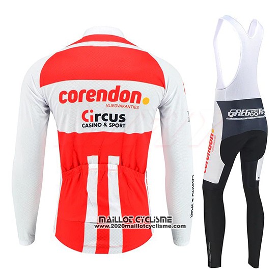 2019 Maillot Ciclismo Corendon Circus Blanc Rouge Manches Longues et Cuissard