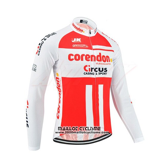 2019 Maillot Ciclismo Corendon Circus Blanc Rouge Manches Longues et Cuissard