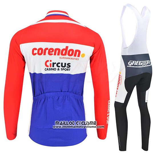 2019 Maillot Ciclismo Corendon Circus Rouge Blanc Bleu Manches Longues et Cuissard